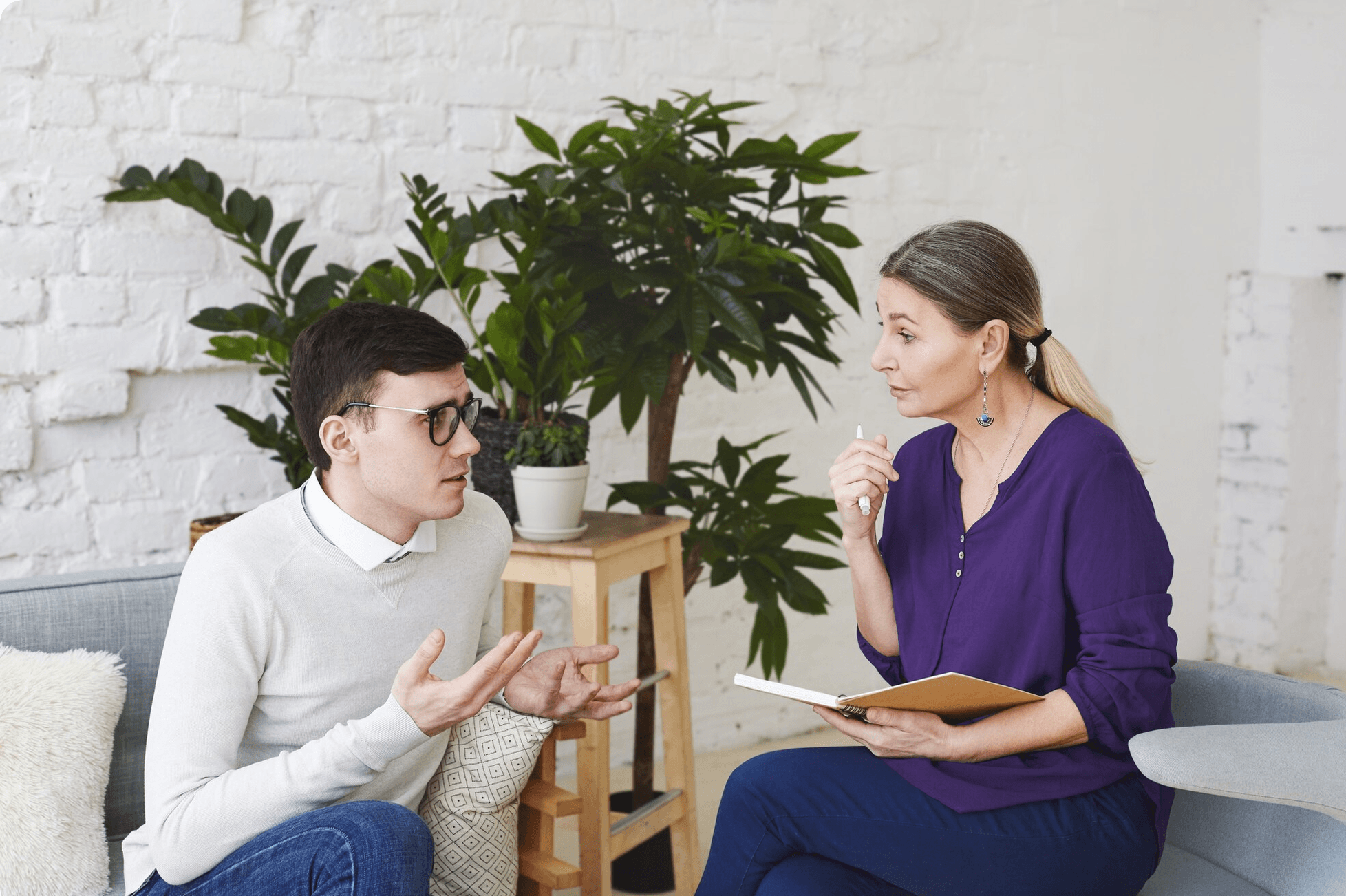 Client and therapist in a consultation